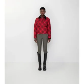 Cropped Check Cotton Quilted Jacket