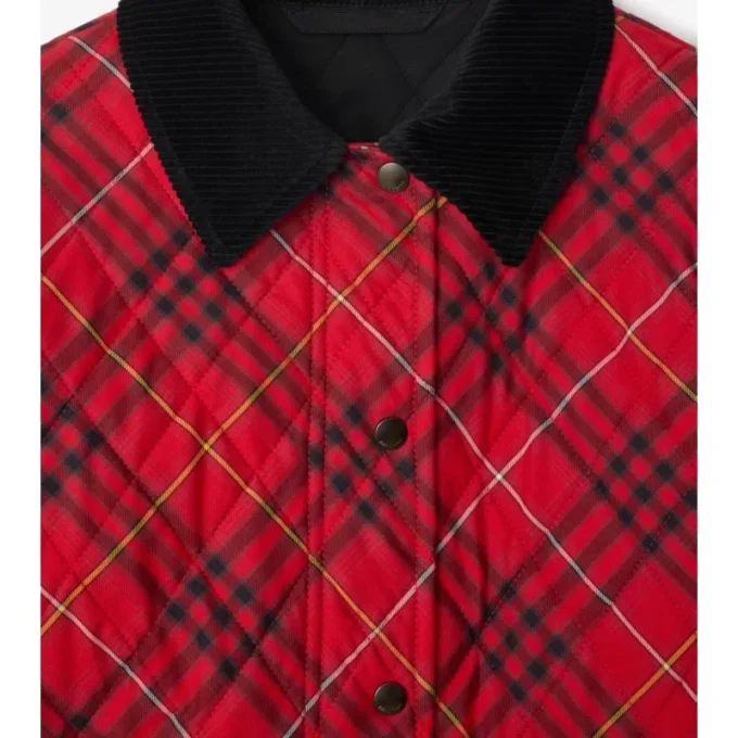 Cropped Check Cotton Quilted Jacket