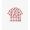 Cropped Check Cotton Scarf Blouse