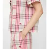 Cropped Check Cotton Scarf Blouse
