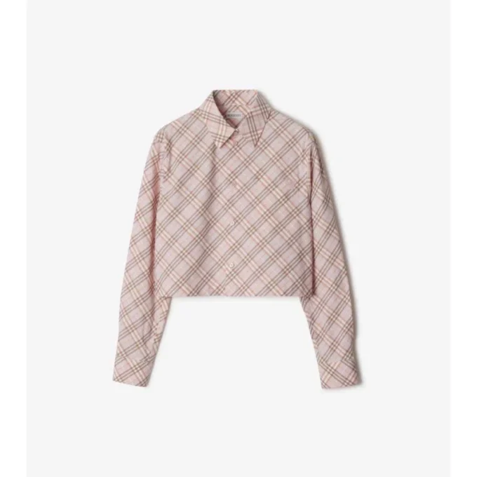 Cropped Check Cotton Shirt