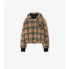 Cropped Check Fleece Hooded Jacket