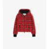 Cropped Check Fleece Hooded Jacket