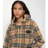 Cropped Check Fleece Hooded Jacket