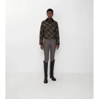 Cropped Check Quilted Cotton Jacket