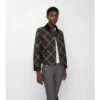 Cropped Check Quilted Cotton Jacket