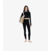 Cropped Check Trim Stretch Jersey Zip Top