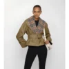 Cropped Cotton Jacket with Check Warmer