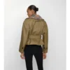 Cropped Cotton Jacket with Check Warmer