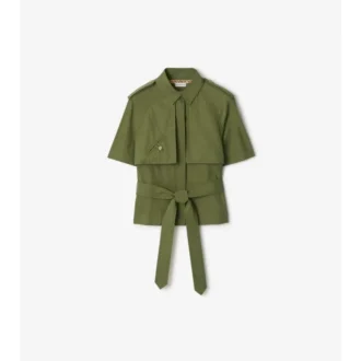 Cropped Cotton Poplin Trench Shirt