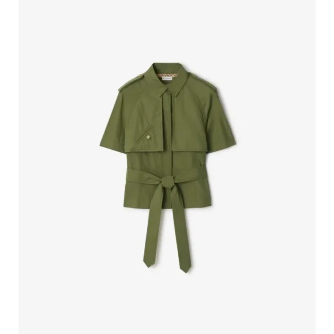 Cropped Cotton Poplin Trench Shirt