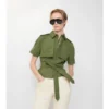 Cropped Cotton Poplin Trench Shirt