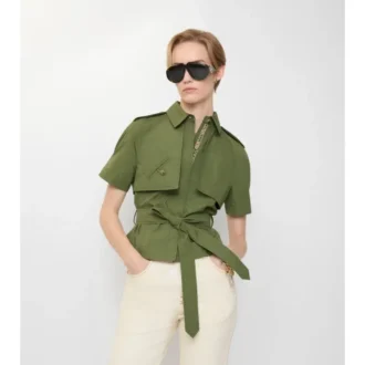 Cropped Cotton Poplin Trench Shirt