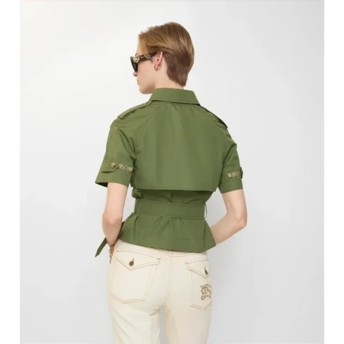Cropped Cotton Poplin Trench Shirt