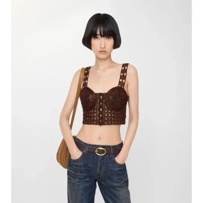 Cropped Crochet Moulina Cotton Top