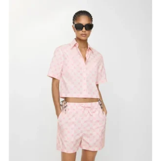Cropped Ekd Checkerboard  Cotton Shirt