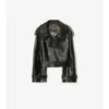 Cropped Embossed Leather Trench Jacket