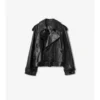 Cropped Embossed Leather Trench Jacket