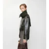 Cropped Embossed Leather Trench Jacket