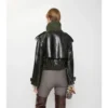 Cropped Embossed Leather Trench Jacket