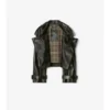 Cropped Embossed Leather Trench Jacket