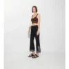 Cropped Embroidered Wool Silk Flared Trousers