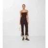 Cropped Embroidered Wool Silk Flared Trousers