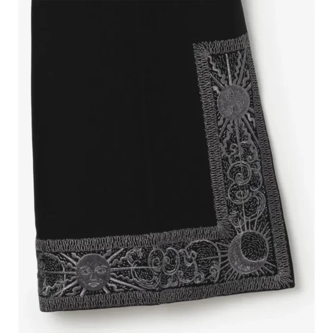 Cropped Embroidered Wool Silk Flared Trousers