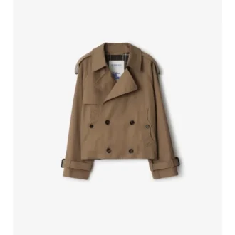 Cropped Gabardine Trench Jacket