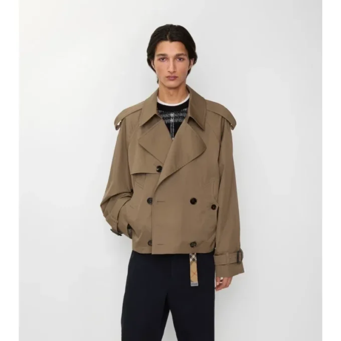 Cropped Gabardine Trench Jacket