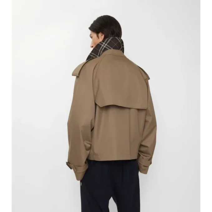 Cropped Gabardine Trench Jacket