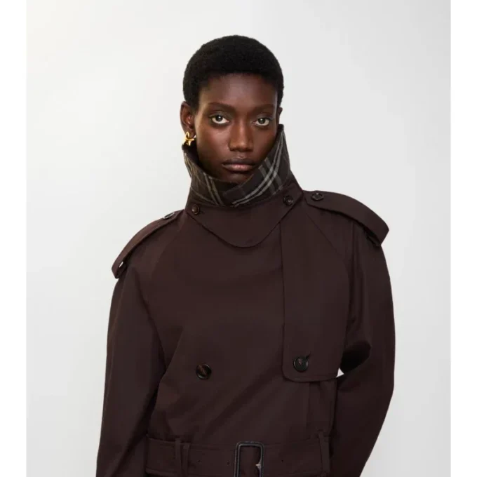 Cropped Gabardine Trench Jacket