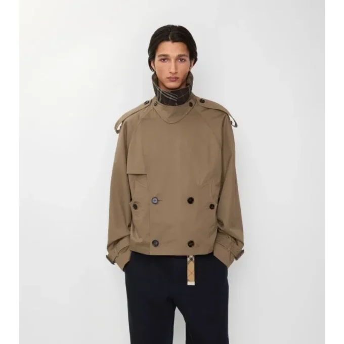 Cropped Gabardine Trench Jacket