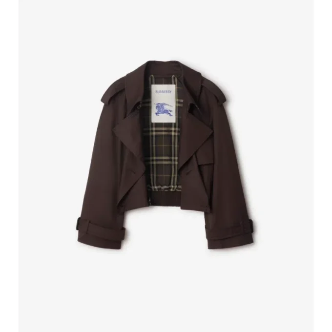 Cropped Gabardine Trench Jacket