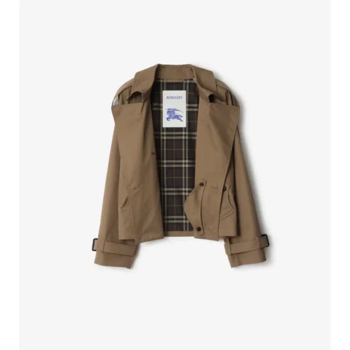 Cropped Gabardine Trench Jacket