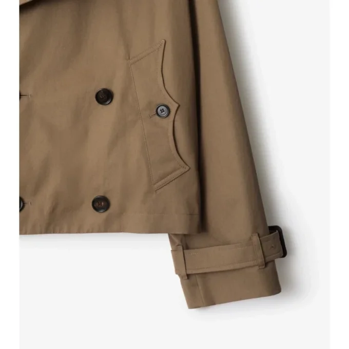 Cropped Gabardine Trench Jacket