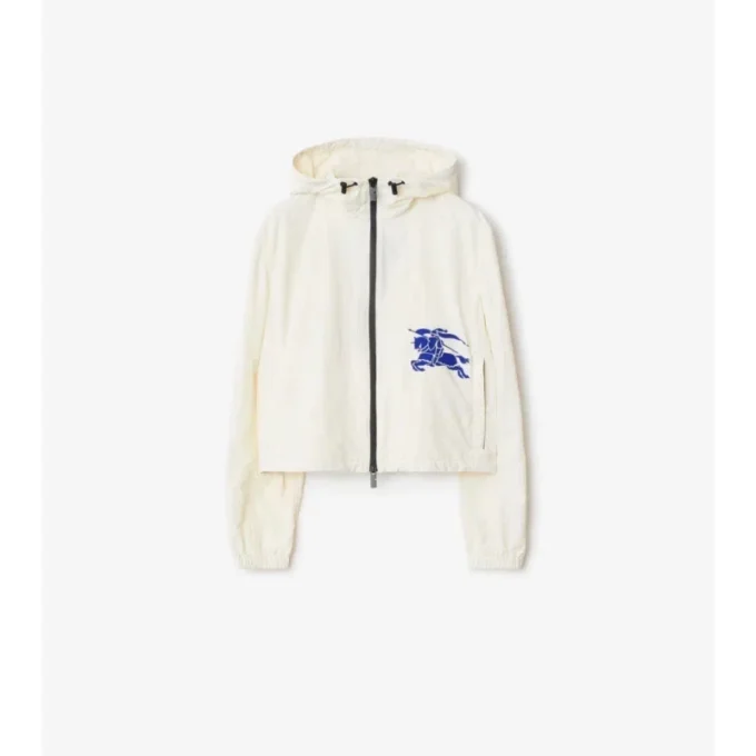 Cropped Nylon Hooded Jacket