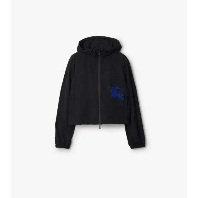 Cropped Nylon Hooded Jacket