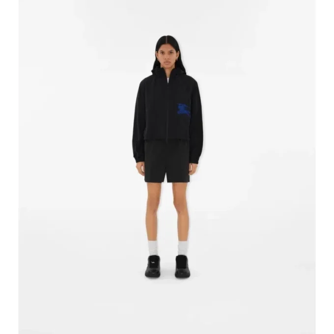 Cropped Nylon Hooded Jacket