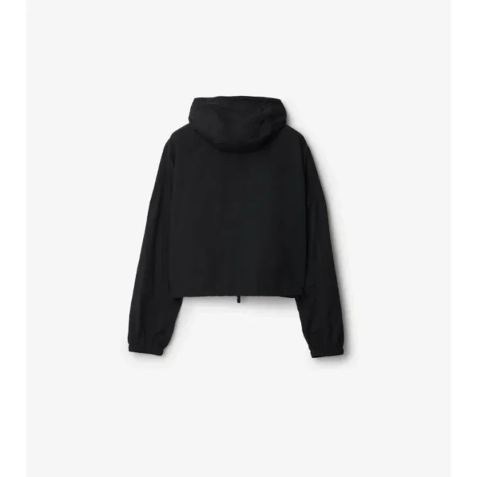 Cropped Nylon Hooded Jacket