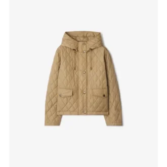 Cropped Quilted Nylon Hooded Jacket