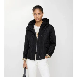 Cropped Quilted Nylon Hooded Jacket