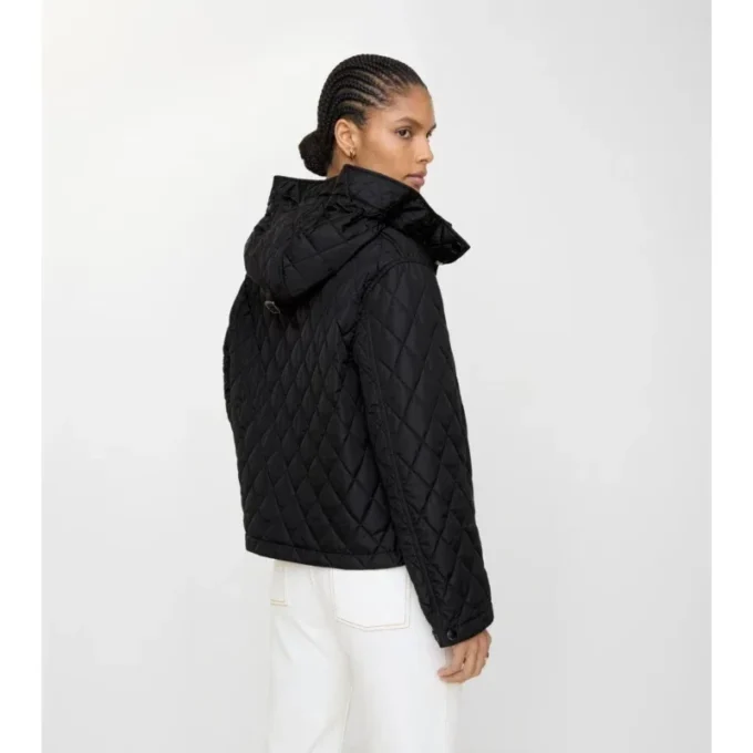 Cropped Quilted Nylon Hooded Jacket
