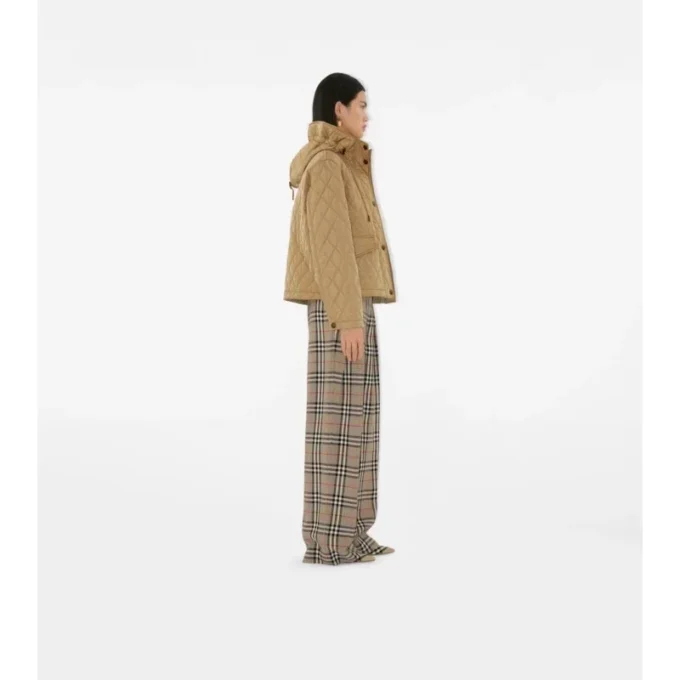Cropped Quilted Nylon Hooded Jacket