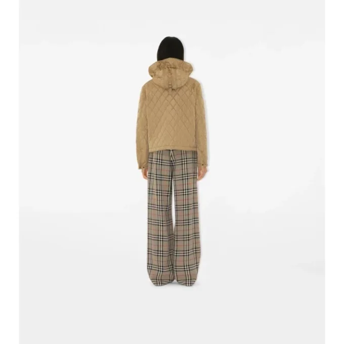 Cropped Quilted Nylon Hooded Jacket