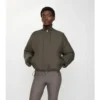 Cropped Reversible Belt Check Nylon Jacket