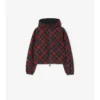 Cropped Reversible Check Hooded Jacket