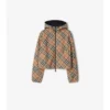 Cropped Reversible Check Hooded Jacket