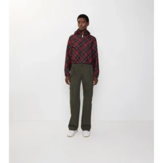 Cropped Reversible Check Hooded Jacket