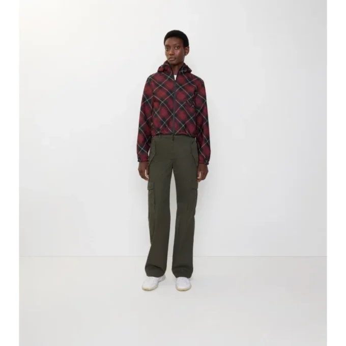 Cropped Reversible Check Hooded Jacket